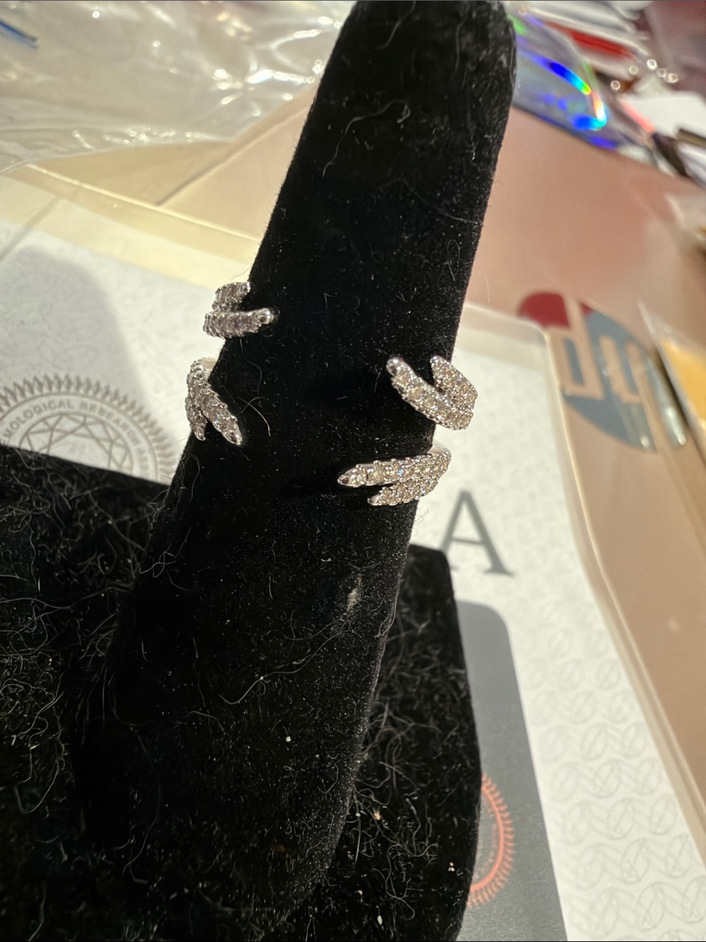 Crystal Pavé Double-Row Open Ring - Silver